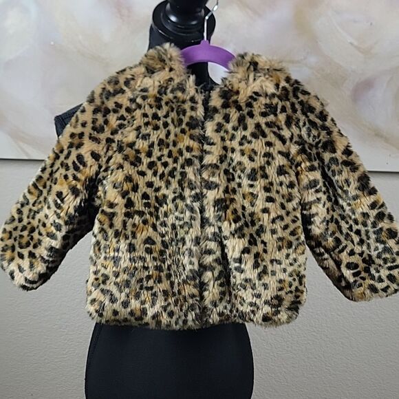 Baby Gap Cheetah Faur Fur Coat with Hood - Picture 1 of 16